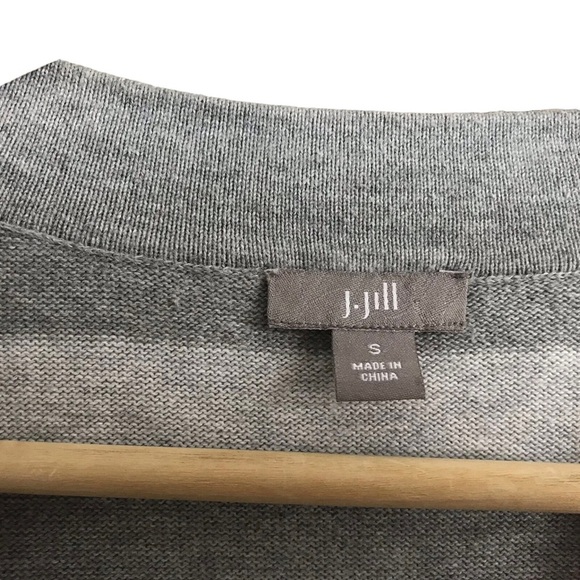 J Jill Small Cotton Oversized Gray Ombre Striped Button Front Cardigan Layering - Picture 5 of 6